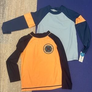 🆕Navy and Orange Kids Swim Rashguards - Bundle of 2